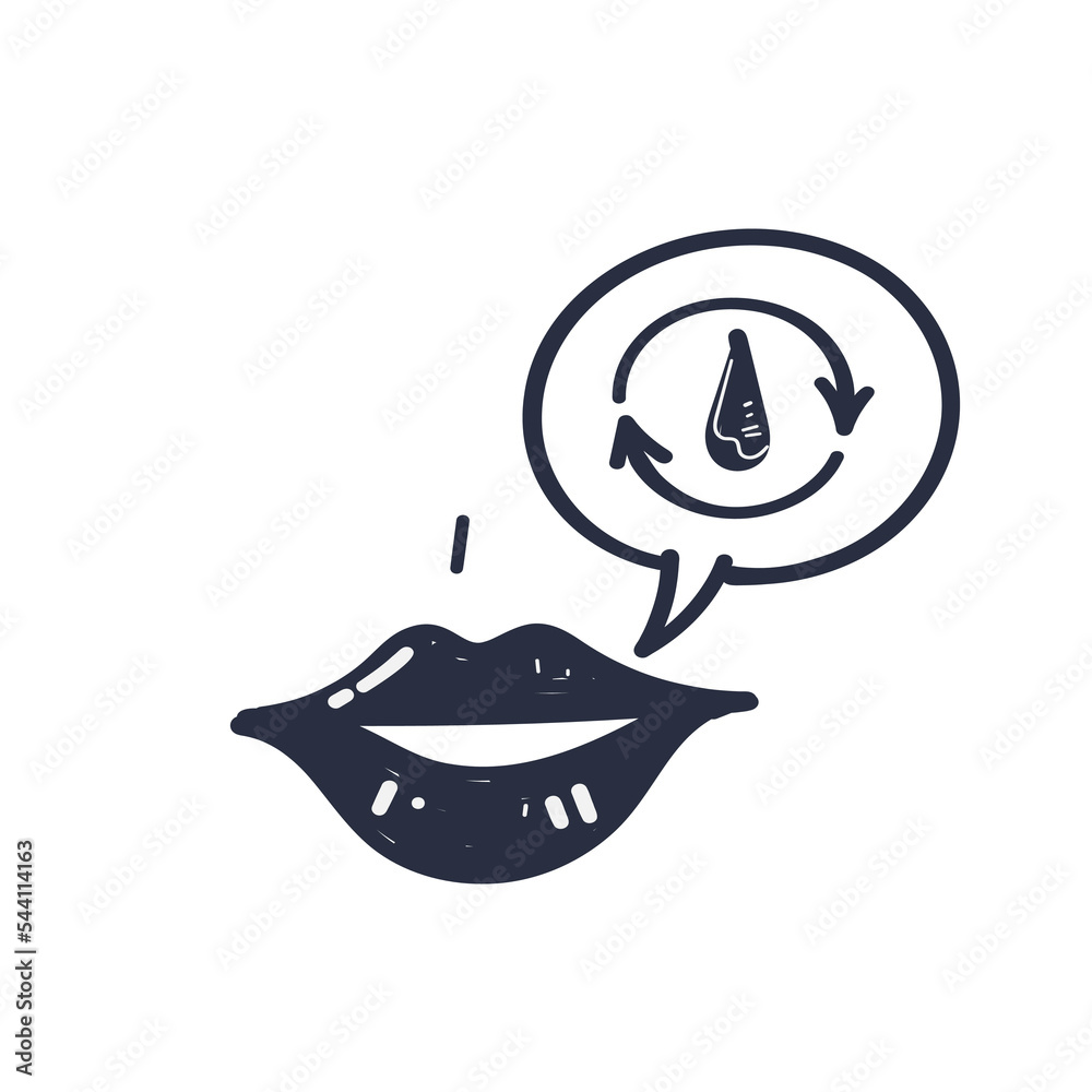 Fototapeta premium hand drawn doodle lips hydration icon illustration vector