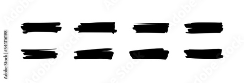 Black ink brush stroke collection bundle elements. Solid lines vector illustration.