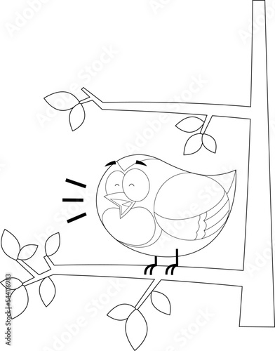 Outlined The 12 Days Of Christmas - 4-Th Day - Four Calling Birds. Vector Hand Drawn Illustration Isolated On Transparent Background