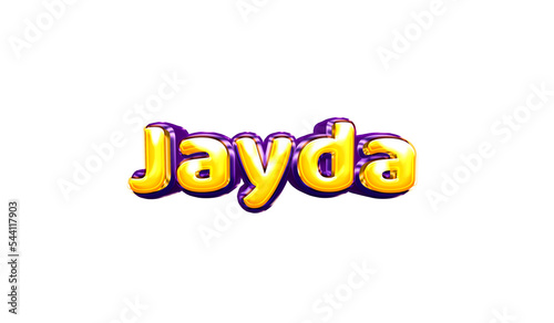 Jayda girls name sticker colorful party balloon birthday helium air shiny yellow purple cutout photo