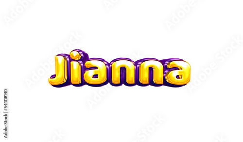 Jianna girls name sticker colorful party balloon birthday helium air shiny yellow purple cutout photo