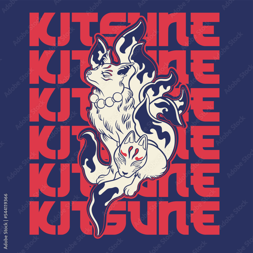 the Japanese fox or kitsune with a six tail