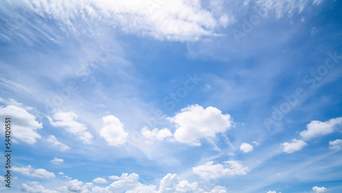 Panoramic view of clear blue sky and clouds, clouds with background.