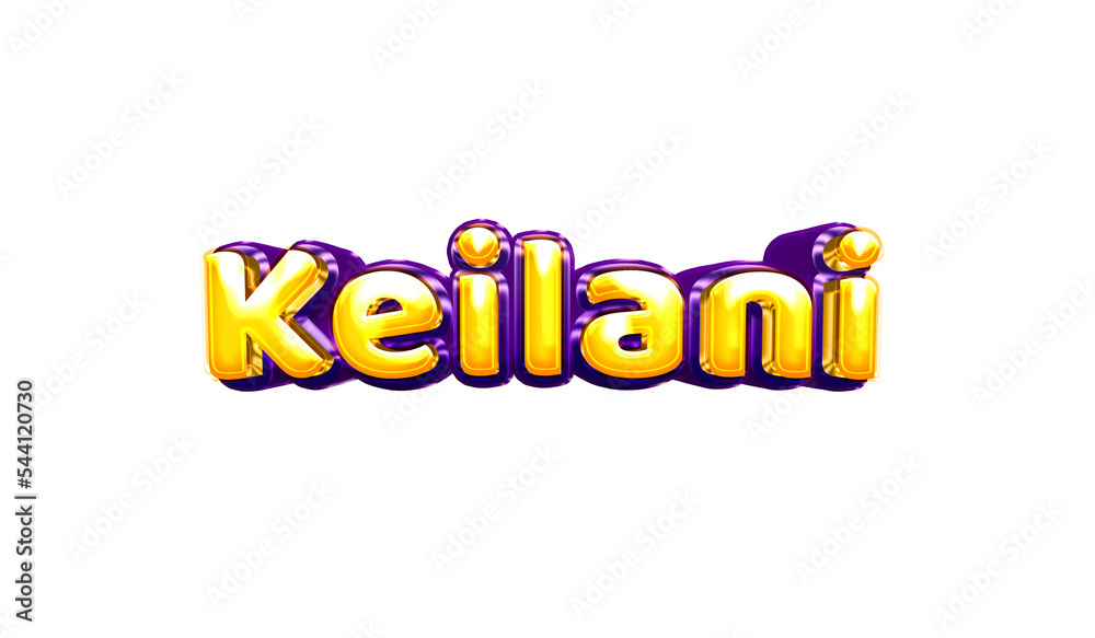 Keilani girls name sticker colorful party balloon birthday helium air shiny yellow purple cutout