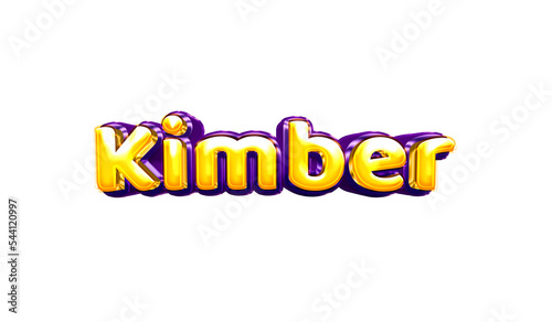 Kimber girls name sticker colorful party balloon birthday helium air shiny yellow purple cutout
