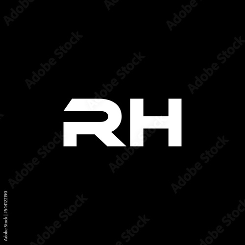 RH letter logo design with black background in illustrator, vector logo modern alphabet font overlap style. calligraphy designs for logo, Poster, Invitation, etc.