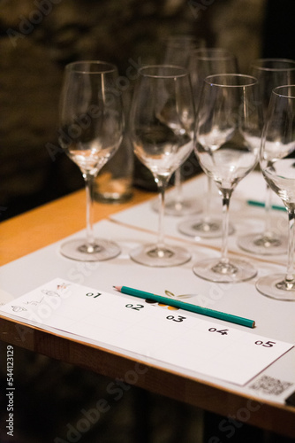 Wineglasses at a wine tasting