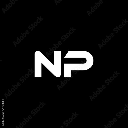 NP letter logo design with black background in illustrator, vector logo modern alphabet font overlap style. calligraphy designs for logo, Poster, Invitation, etc.