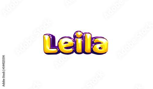 Leila girls name sticker colorful party balloon birthday helium air shiny yellow purple cutout photo