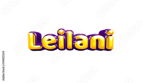 Leilani girls name sticker colorful party balloon birthday helium air shiny yellow purple cutout photo