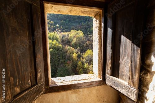 the colors of autumn through a window in the Majella National Park.. Abruzzo  Italy