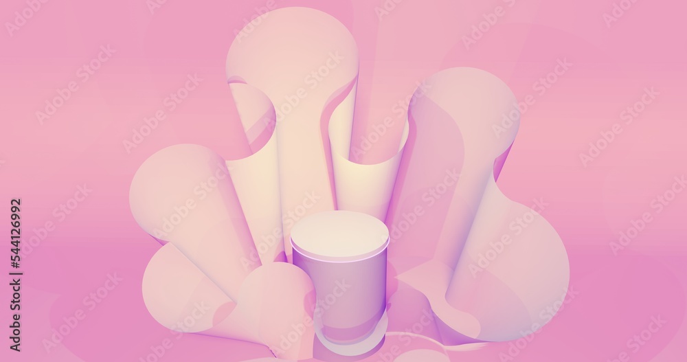 Podium backdrop for product display with dreamy abstract composition background 3d render