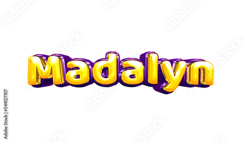 Madalyn girls name sticker colorful party balloon birthday helium air shiny yellow purple cutout photo