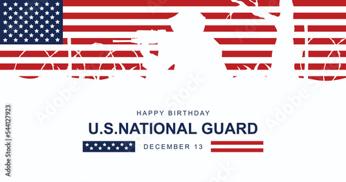 National Guard Birthday background. Design with silhouette soldier.