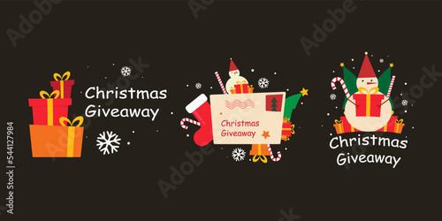 Christmas giveaway labels. A collection of labels, stickers and symbols with a Christmas theme.