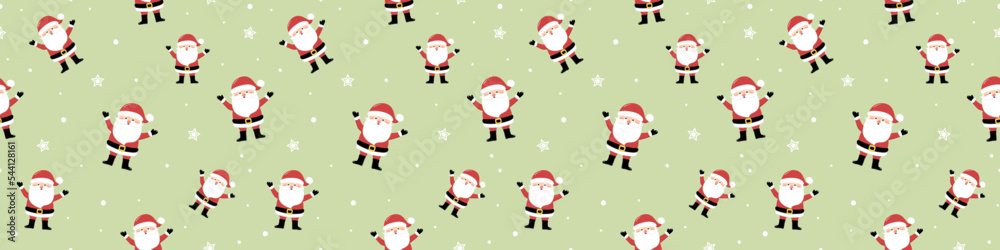 Concept of seamless pattern with happy Santa Claus. Xmas background. Banner. Vector