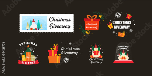 Christmas giveaway labels. A collection of labels, stickers and symbols with a Christmas theme.