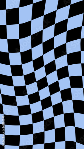 aesthetic cute distorted vertical pastel blue and black checkerboard, gingham, plaid, checkers wallpaper illustration, perfect for backdrop, wallpaper, banner, cover, background