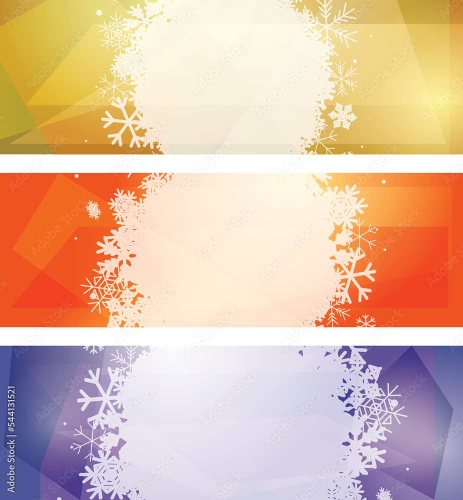 vector templates with white snowflakes - set of banners