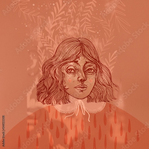 Portrait of a girl with flowers