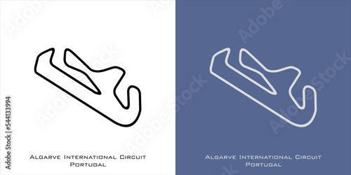Algarve International Circuit Portugal for grand prix race tracks with white and blue background