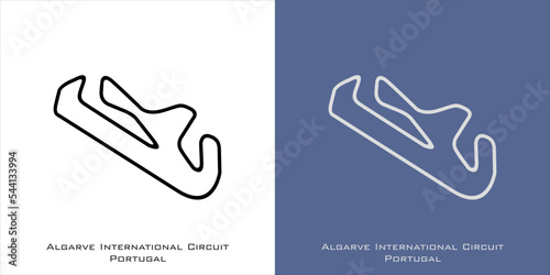 Algarve International Circuit Portugal for grand prix race tracks with white and blue background photo