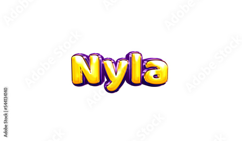 Nyla girls name sticker colorful party balloon birthday helium air shiny yellow purple cutout photo