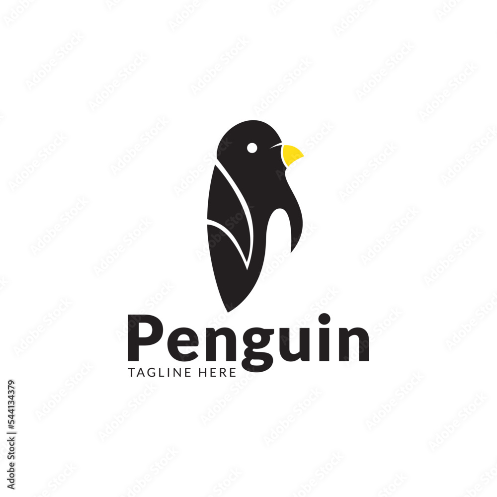 Obraz premium Black and white penguin logo. vector clip art.