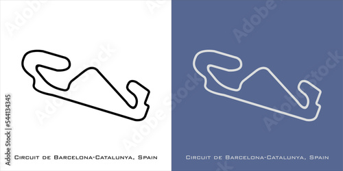 Catalunya Circuit de Barcelona for grand prix race tracks with white and blue background
