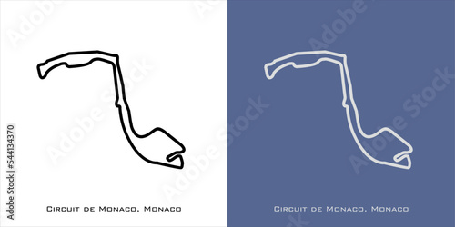 Circuit de Monaco - GP Monaco Monte Carlo for grand prix race tracks with white and blue background