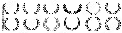 Circular laurel foliate vector icon
