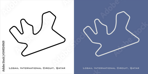 Losail International Qatar Circuit for grand prix race tracks with white and blue background