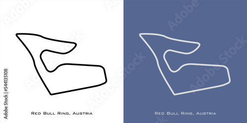 Red Bull Ring Spielberg Austria Circuit for grand prix race tracks with white and blue background