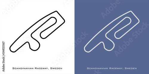 Scandinavian Raceway Circuit Anderstorp Sweden for grand prix race tracks with white and blue background