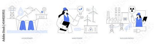 Sustainable energy source abstract concept vector illustrations.