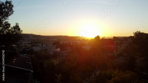 Sunset over city of Aix en Provence in the South of France
