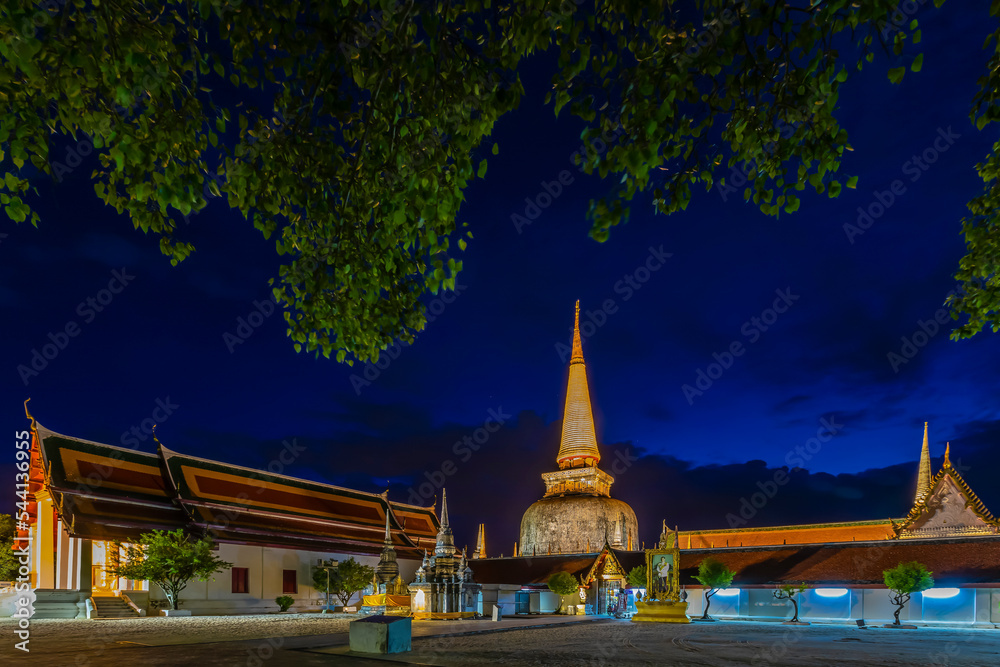 Wat Phra Mahathat Woramahawihan Nakhon Si Thammarat important Places of Buddhism Landmark.
Thai ancient architecture culture of Thailand