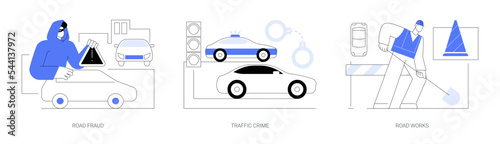 Road safety abstract concept vector illustrations.