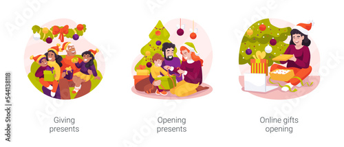 Christmas presents isolated cartoon vector illustration set