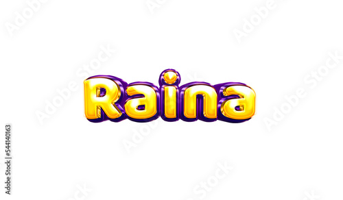 Raina girls name sticker colorful party balloon birthday helium air shiny yellow purple cutout photo