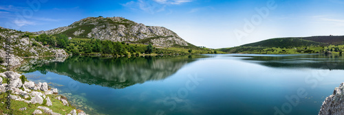 Lake Enol in Picos de Europa, Asturias, Spain. Panoramic view photo