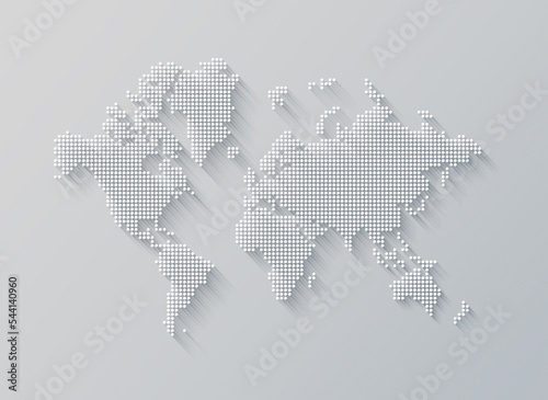 Fototapeta Naklejka Na Ścianę i Meble -  Illustration of a world map made of dots on a white background