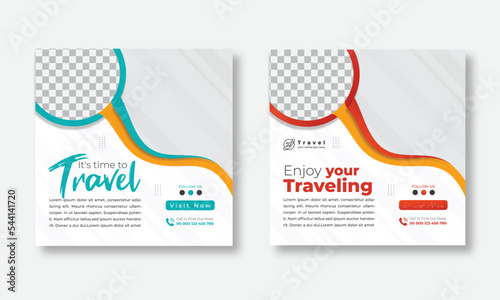 travel social media post template or explore the world banner design photo