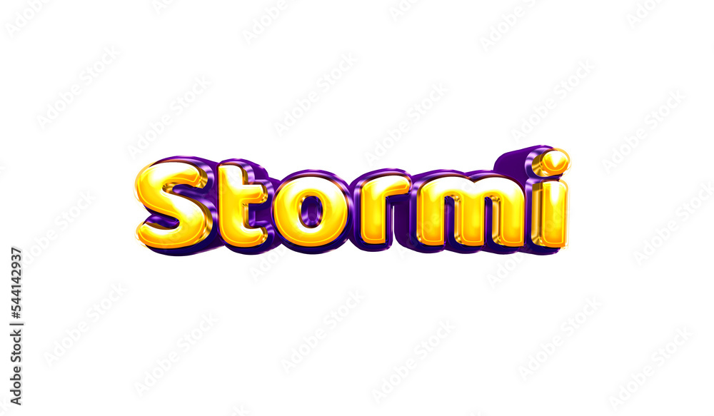 Stormi girls name sticker colorful party balloon birthday helium air shiny yellow purple cutout