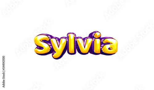 Sylvia girls name sticker colorful party balloon birthday helium air shiny yellow purple cutout