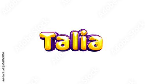 Talia girls name sticker colorful party balloon birthday helium air shiny yellow purple cutout
