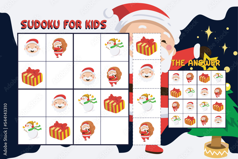 Sudoku sheet for kids. Education worksheet for children. Printable ...