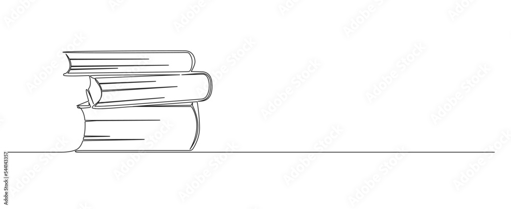 continuous single line drawing of stack of books, line art vector illustration continuous single line drawing of stack of books, line art vector illustration
