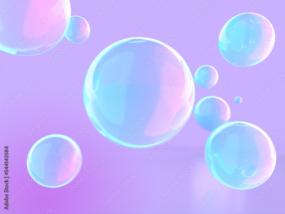 虹色のシャボン玉の3Dイラストレーション