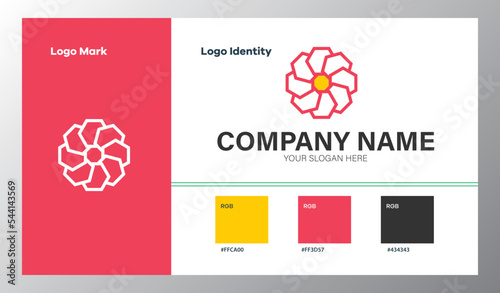 abstract geometric company logo with color guide